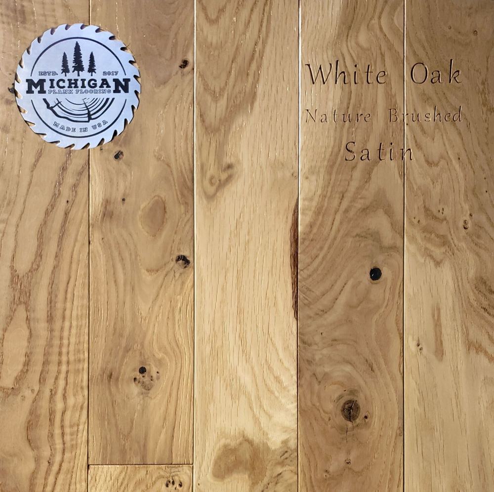 White Oak Wire Brushed Satin wide plank hardwood flooring